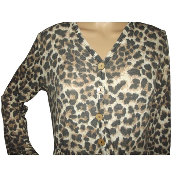 Hemish U.S.A. Dress Womens Size Small Animal Print Long Sleeve v-neck knit pocke - Picture 5 of 9